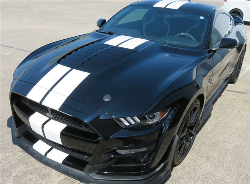 black mustang with white stripes