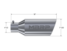 Load image into Gallery viewer, MBRP Universal Tip 7inch O.D. Rolled End 4inch inlet 18inch length - T304 (SINGLE TIP)