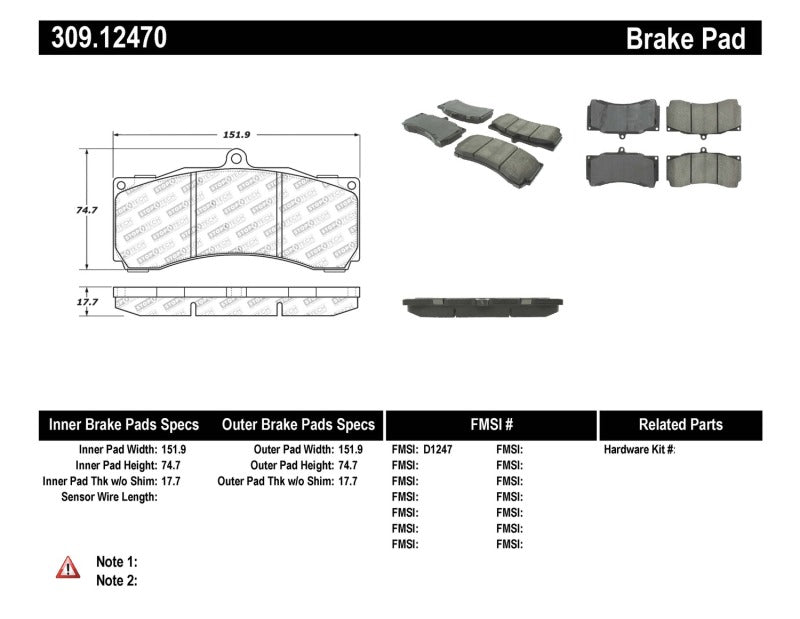 StopTech Performance ST-60 Front or Rear Caliper Brake Pads