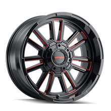 Load image into Gallery viewer, Mayhem 8115 Apollo 20x9 / 6x135 BP / 18mm Offset / 106mm Hub Black w/ Prism Red Wheel