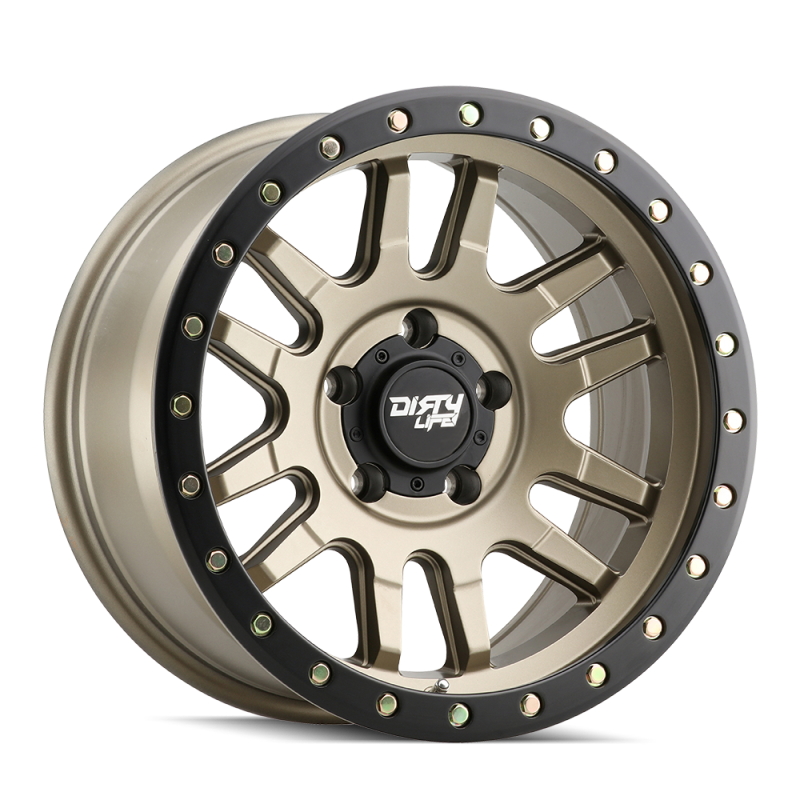 Dirty Life 9309 Canyon Pro 17x9/5x127 BP/-12mm Offset/71.5mm Hub Satin Gold Wheel - Beadlock