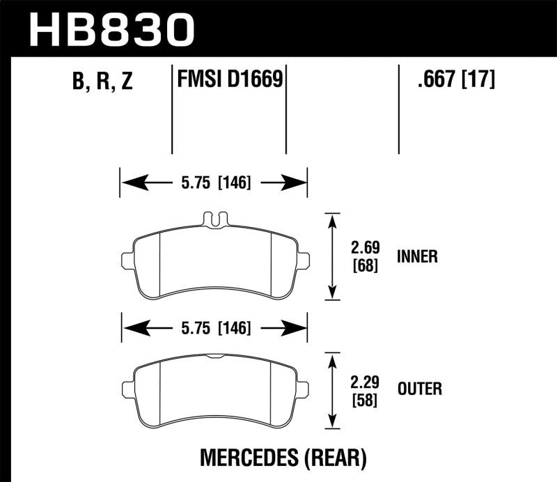 Hawk 13-16 Mercedes-Benz SL63 AMG/SL65 AMG HPS 5.0 Rear Brake Pads