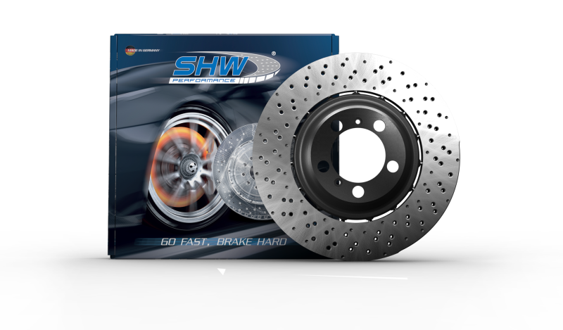 SHW 15-19 Ford Mustang Shelby GT350 5.2L (Up to 2/4/2019) Left Front Cross-Drilled LW Brake Rotor