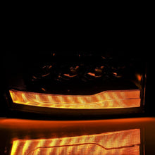 Load image into Gallery viewer, AlphaRex 06-08 Ram 1500HD NOVA LED Proj Headlights Plnk Style Alpha Blk w/Seq Signal/DRL/Amber LED